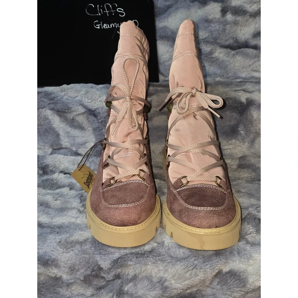NWB Cliffs by White Mountain Gleamy Lace Up Winte Boots‎ 10 Lavender